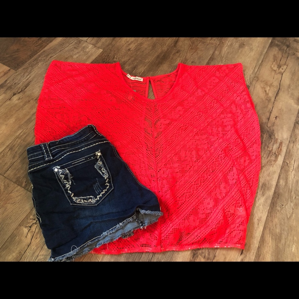 Coral Crochet Blouse